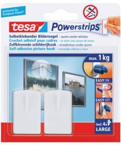 Powerstrips® Bilder-Nagel – ablösbar, Tragfähigkeit 1 kg, Rechteck, weiß