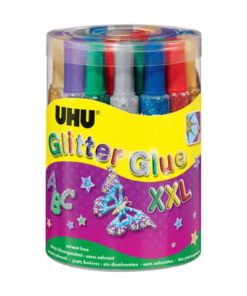 Young Creativ‘ Glitter Glue ORIGINAL – 24 Tuben à 76 g in Runddose, sortiert