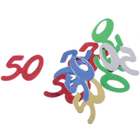 Konfetti Zahl 50 – 10 g, ca. 15 mm, bunt
