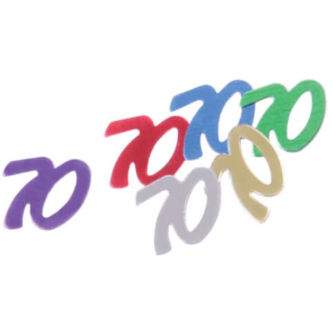 Konfetti Zahl 70 – 10 g, ca. 15 mm, bunt