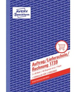 1739 Auftrag/Lieferschein/Rechnung, DIN A5, selbstdurchschreibend, 2 x 40 Blatt, weiß, gelb
