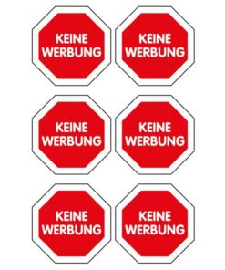 59505 Home Hinweis-Etikett „Keine Werbung“, Kunststoff, 1 Bogen 6 Etiketten