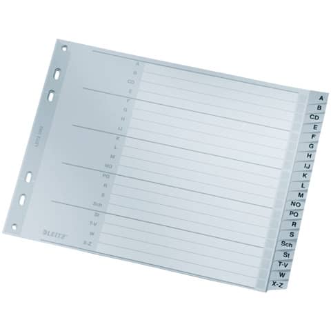 1262 Register – A – Z, PP, A4 Überbreite, 18 cm hoch, 20 Blatt, grau