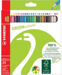 Umweltfreundlicher Buntstift – GREENcolors – 24er Pack – mit 24 verschiedenen Farben