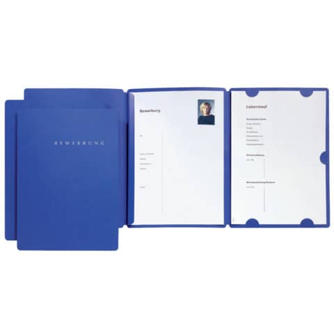 Bewerbungsset Select – blau, 3-teilig, Klemmschiene und Halbmondstanzung, 3 Stück