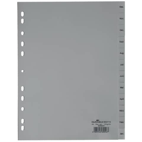 Monatsregister – Dez. – Jan., A4, PP, grau, 12 Blatt