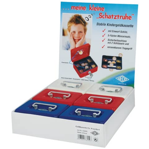 Kindergeldkassette – 12,5 x 6,3 x 9,5 cm, farbig sortiert