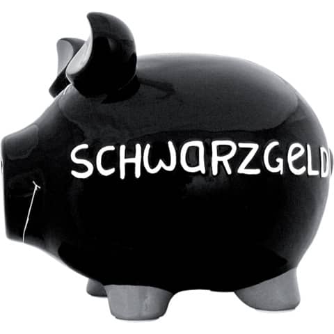 Spardose Schwein „Schwarzgeld“ – Keramik, groß