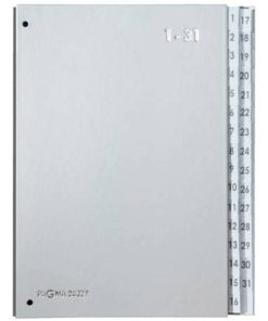 Pultordner Color-Einband – Tabe 1 – 31, 32 Fächer, silber