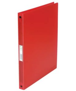 Ringbuch transparent – A4, 4-Ring, Ring-Ø 16 mm, rot-ransparent