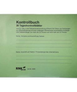 Kontrollbuch mit 30 Tageskontrollblättern, 32 Blatt, DIN A5 quer, Nummerierung