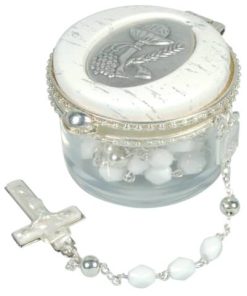 Rosenkranzset – Dose mit Glasrosenkranz, weiß, ca. 39 cm