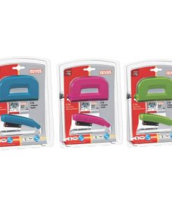 Heftgerät E15 + Locher E210 – sortiert, inkl. Heftkammern, Blisterverpackung