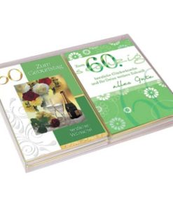 Geburtstagskarte – Zahl 60, 20 Stück, sortiert