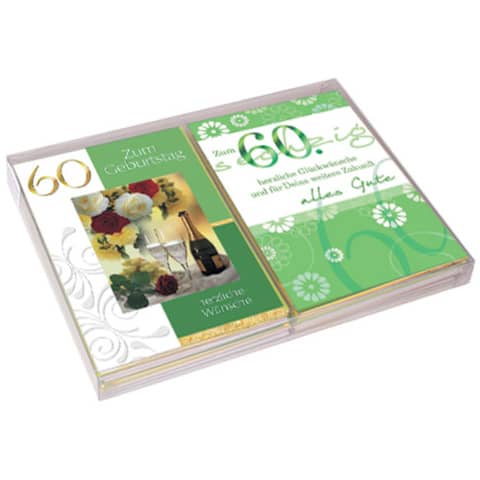 Geburtstagskarte – Zahl 60, 20 Stück, sortiert