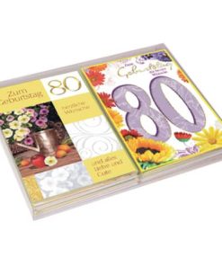Geburtstagskarte – Zahl 80, 20 Stück, sortiert