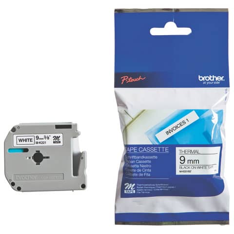 M-Schriftbandkassetten – unlaminiert, 9 mm x 8 m, schwarz auf weiß