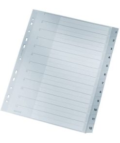 1282 Zahlenregister – 1-12, PP, A4 Überbreite, 12 Blatt, grau