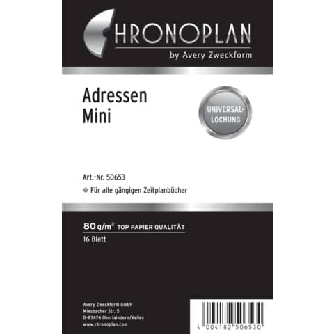Ersatzadressblätter – Mini, 16 Blatt