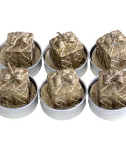 Teelichter Weihnachten „Paket“ – gold, 6 Stück
