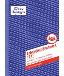 1771 Lohnarbeit-Nachweis, DIN A5, selbstdurchschreibend, 3 x 40 Blatt, weiß, gelb, rosa