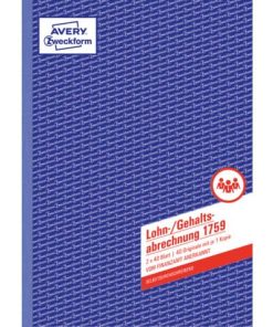 1759 Lohn-/Gehaltsabrechnung, DIN A4, selbstdurchschreibend, 2 x 40 Blatt/10 Stück, weiß, gelb