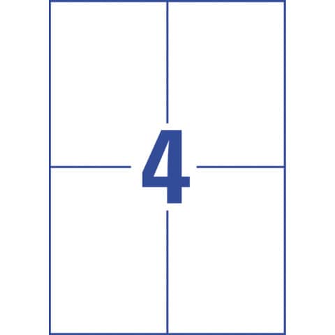 L7876-20 Papier-Etiketten – A4, 80 Stück, 105 x 148 mm, stark haftend, weiß