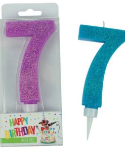 Geburtstagskerze Glitter Zahl 7 – sortiert