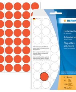 2252 Vielzwecketiketten – rot, Ø 19 mm, matt, Trägerpapier perforiert, 1280 Stück