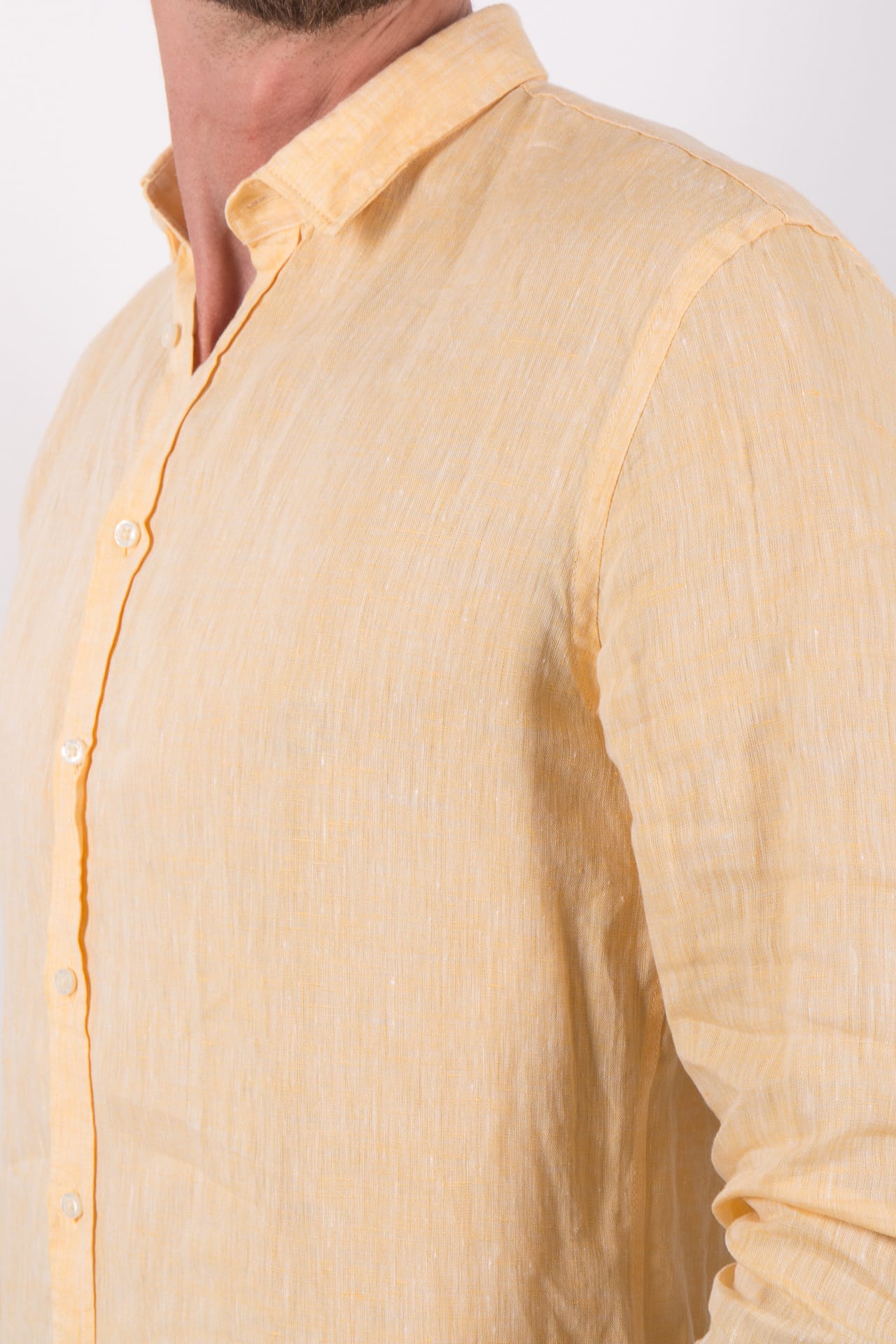 Q1 Sandro Leinen Hemd Langarm gelb 49Q306-0502 – Bild 3