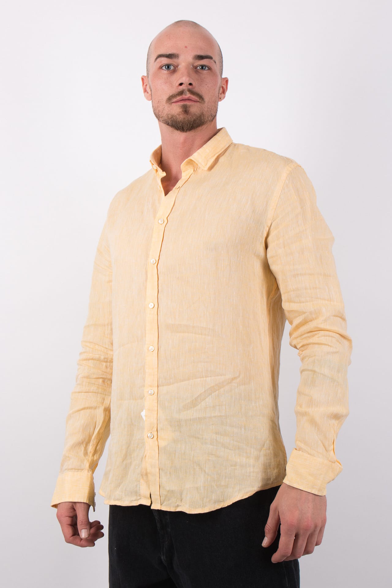 Q1 Sandro Leinen Hemd Langarm gelb 49Q306-0502