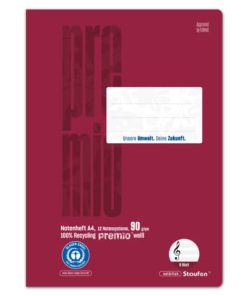 Notenheft – A4, 8 Blatt, 90 g/qm, 12 Notensysteme
