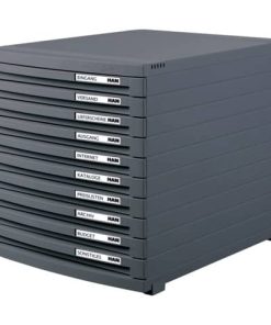 Schubladenbox CONTUR – A4/B4/C4, 10 geschlossene Schubladen, dunkelgrau