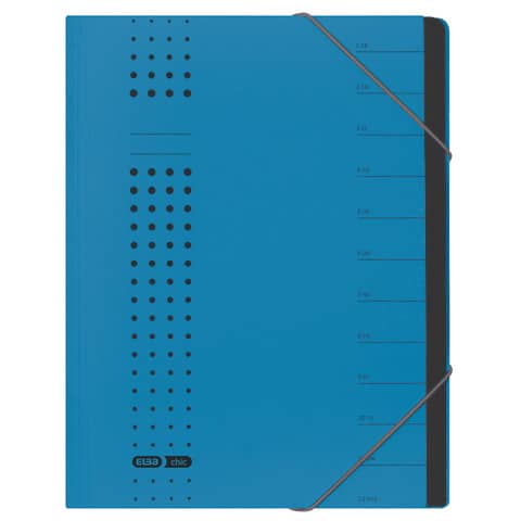 Ordnungsmappe chic – 12 Fächer, A4, Karton (RC), 450 g/qm, blau
