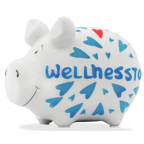 Spardose Schwein „Wellnesstag“ – Keramik, klein