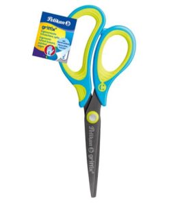 griffix® Schulschere – 15 cm, Neon Fresh Blue, spitz, inkl. Namenssticker