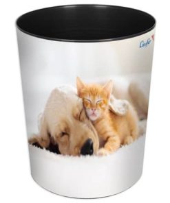 Papierkorb Hund und Katze – 13 L, Ø 30cm rund