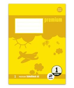 Schulblock PREMIUM LIN 1 – A5, 50 Blatt, 90 g/qm, liniert farbig