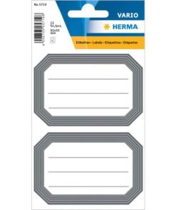 5719 Schuletiketten neutral grau Liniert 82×55 mm