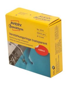 3510 Verstärkungsringe, Ø 13 mm, 500 Stück/500 Etiketten, transparent