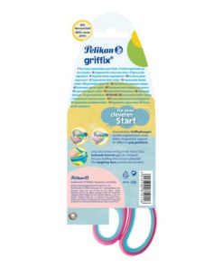 griffix® Schulschere – 14 cm, Lovely Pink, rund, inkl. Namenssticker, Blister
