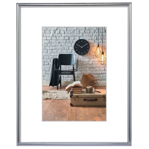 Kunststoff-Bilderrahmen SEVILLA – 70 x 100 cm, silber matt