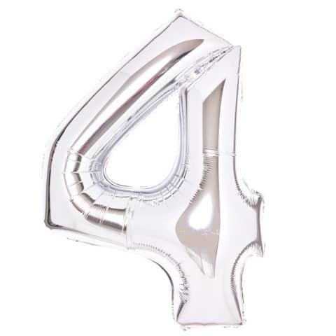 Folienballon XL Zahl 4 – 63 cm, silber