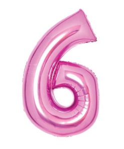 Folienballon XL Zahl 6 – 63 cm, pink