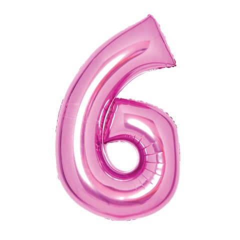 Folienballon XL Zahl 6 – 63 cm, pink