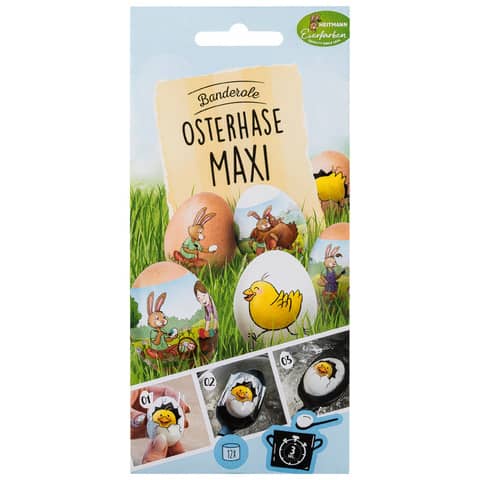 Oster Banderole Osterhase Maxi – 4 Motive, 12 Stück sortiert