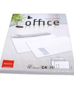 Versandtasche – C4, weiß, haftklebend, mit Fenster, 25 Stück