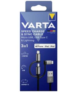 Speed Charge & Sync Kabel 3in1 USB , 2 m, schwarz