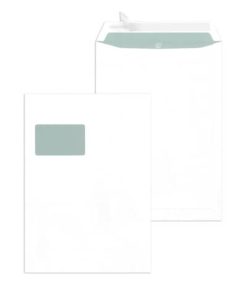 Versandtaschen C4 , mit Fenster, haftklebend, 100 g/qm, weiß, 250 Stück