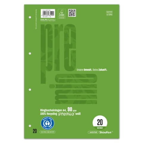Ringbucheinlage LIN 20 – A4, 50 Blatt, blanco, 90 g/qm